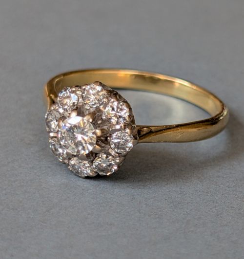ANTIQUE 18CT GOLD PLATINUM DIAMOND RING 1CT DIAMONDS - ADDITIONAL PHOTO 4