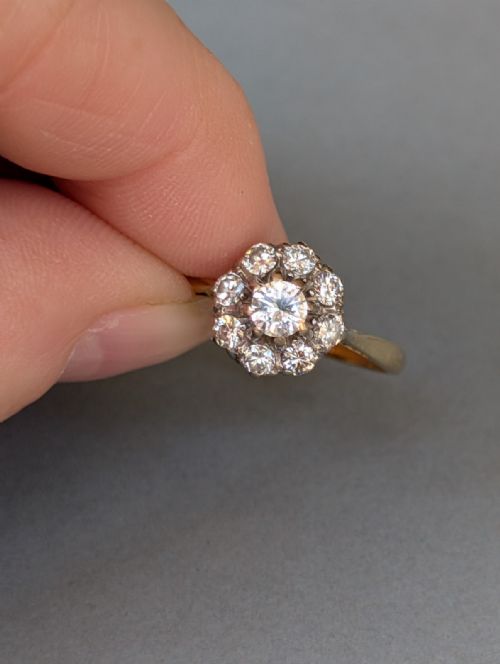 ANTIQUE 18CT GOLD PLATINUM DIAMOND RING 1CT DIAMONDS - ADDITIONAL PHOTO 6