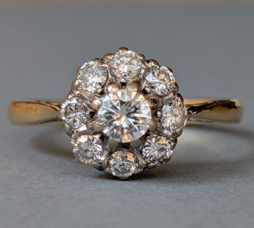 ANTIQUE 18CT GOLD PLATINUM DIAMOND RING 1CT DIAMONDS - ADDITIONAL PHOTO 7