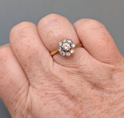 ANTIQUE 18CT GOLD PLATINUM DIAMOND RING 1CT DIAMONDS - ADDITIONAL PHOTO 8