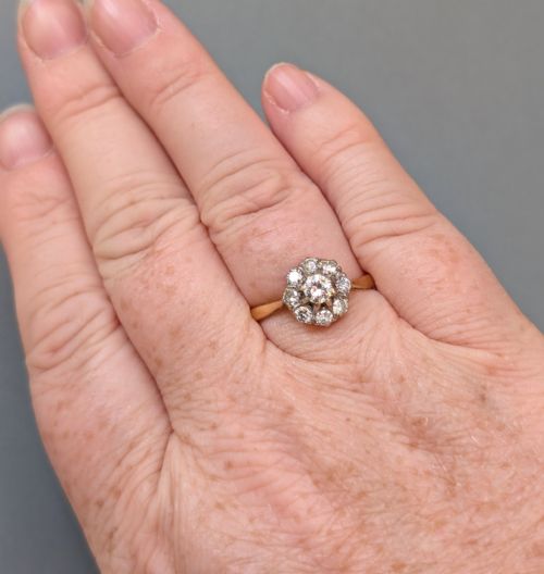 ANTIQUE 18CT GOLD PLATINUM DIAMOND RING 1CT DIAMONDS - ADDITIONAL PHOTO 9
