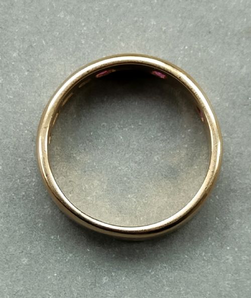 ANTIQUE HEAVY 18CT GOLD RUBY DIAMOND GYPSY RING 1924 - ADDITIONAL PHOTO 7