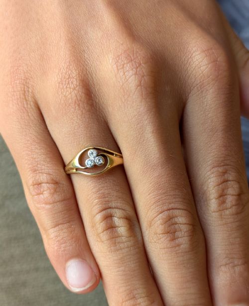 VICTORIAN 18CT GOLD DIAMOND GYPSY RING - ADDITIONAL PHOTO 9