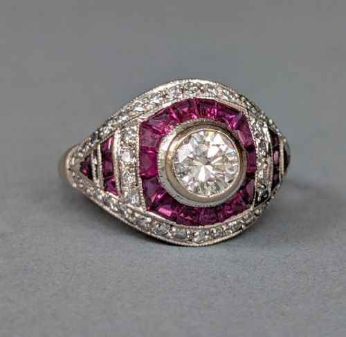 ART DECO 18CT GOLD RUBY AND DIAMOND RING - ADDITIONAL PHOTO 1