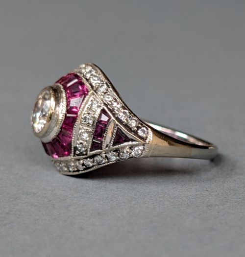 ART DECO 18CT GOLD RUBY AND DIAMOND RING - ADDITIONAL PHOTO 2