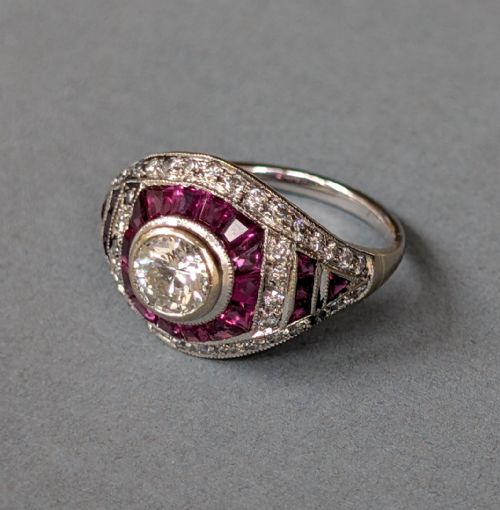 ART DECO 18CT GOLD RUBY AND DIAMOND RING - ADDITIONAL PHOTO 7