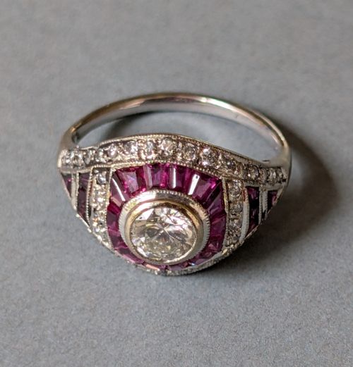 ART DECO 18CT GOLD RUBY AND DIAMOND RING - ADDITIONAL PHOTO 8