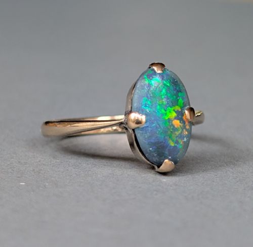 ART DECO 9CT GOLD BLACK OPAL RING - ADDITIONAL PHOTO 1