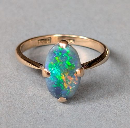 ART DECO 9CT GOLD BLACK OPAL RING - ADDITIONAL PHOTO 2