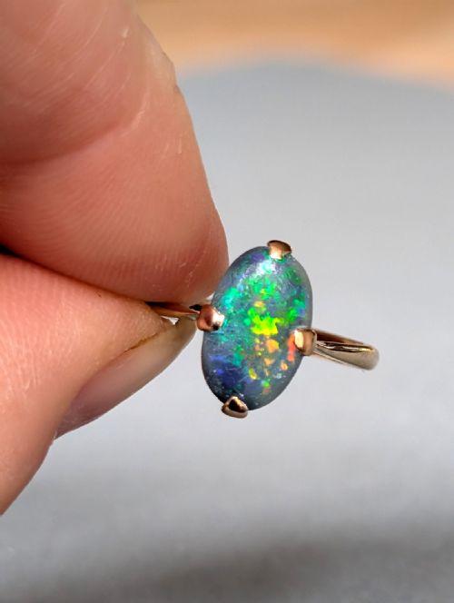 ART DECO 9CT GOLD BLACK OPAL RING - ADDITIONAL PHOTO 3