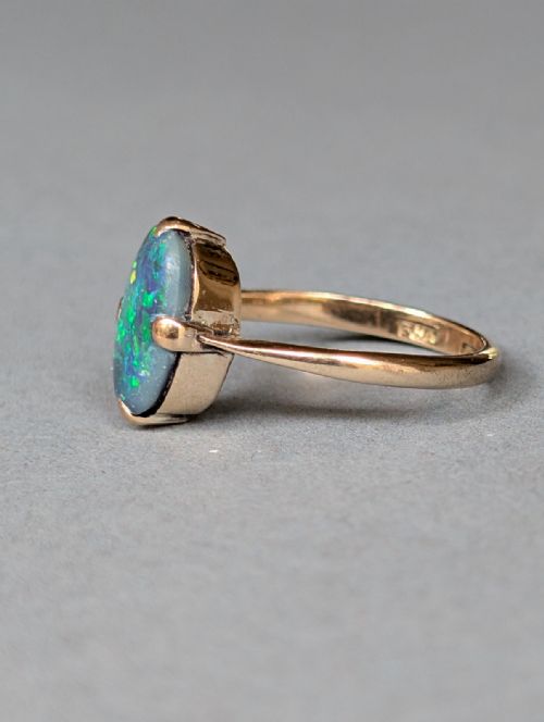 ART DECO 9CT GOLD BLACK OPAL RING - ADDITIONAL PHOTO 4