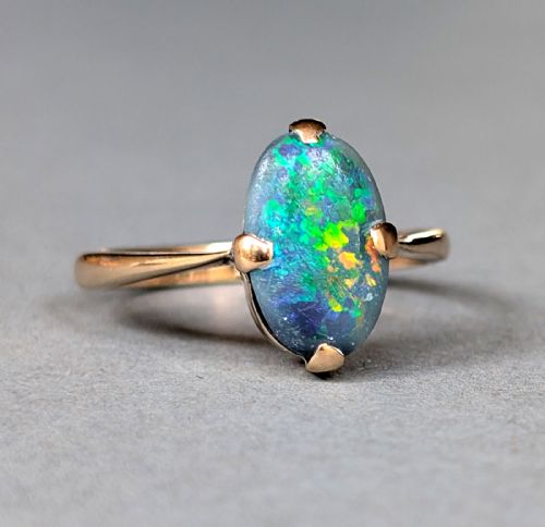 ART DECO 9CT GOLD BLACK OPAL RING - ADDITIONAL PHOTO 5