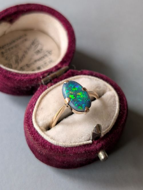 ART DECO 9CT GOLD BLACK OPAL RING - ADDITIONAL PHOTO 7
