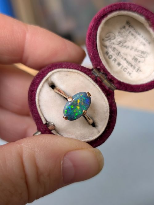 ART DECO 9CT GOLD BLACK OPAL RING - ADDITIONAL PHOTO 8