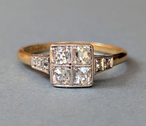 ART DECO 18CT PLATINUM DIAMOND RING - ADDITIONAL PHOTO 1