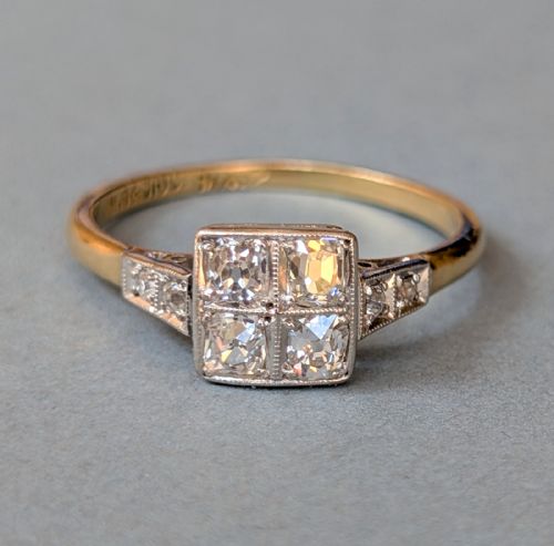 ART DECO 18CT PLATINUM DIAMOND RING - ADDITIONAL PHOTO 2