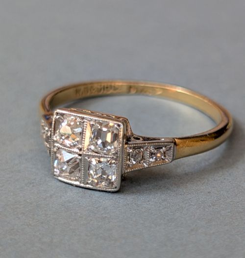 ART DECO 18CT PLATINUM DIAMOND RING - ADDITIONAL PHOTO 3