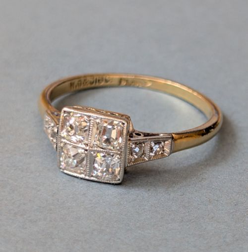 ART DECO 18CT PLATINUM DIAMOND RING - ADDITIONAL PHOTO 4