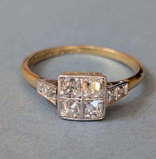 ART DECO 18CT PLATINUM DIAMOND RING - ADDITIONAL PHOTO 5
