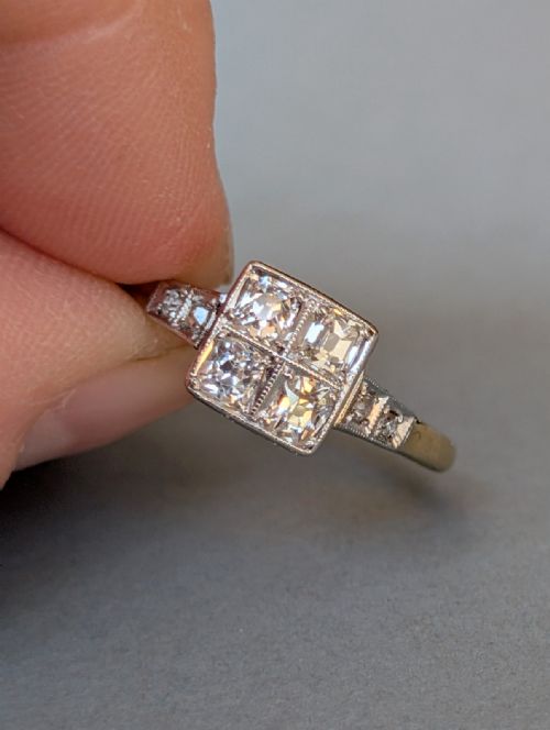 ART DECO 18CT PLATINUM DIAMOND RING - ADDITIONAL PHOTO 6