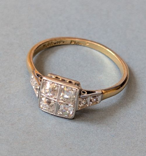 ART DECO 18CT PLATINUM DIAMOND RING - ADDITIONAL PHOTO 8