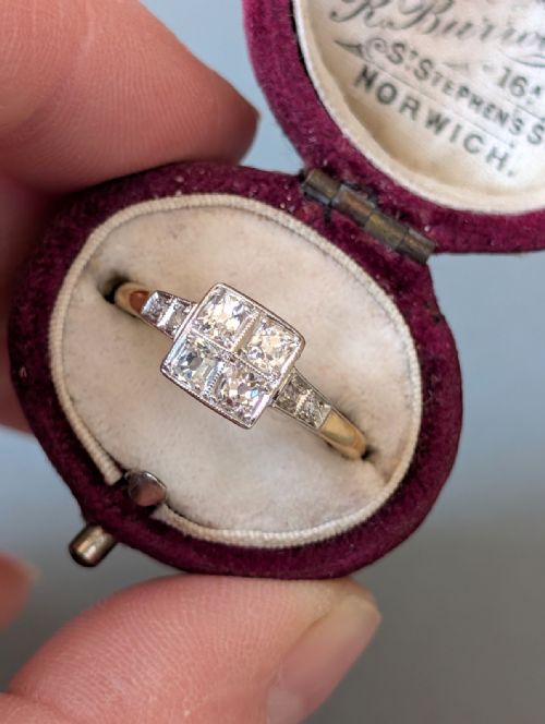 ART DECO 18CT PLATINUM DIAMOND RING - ADDITIONAL PHOTO 10