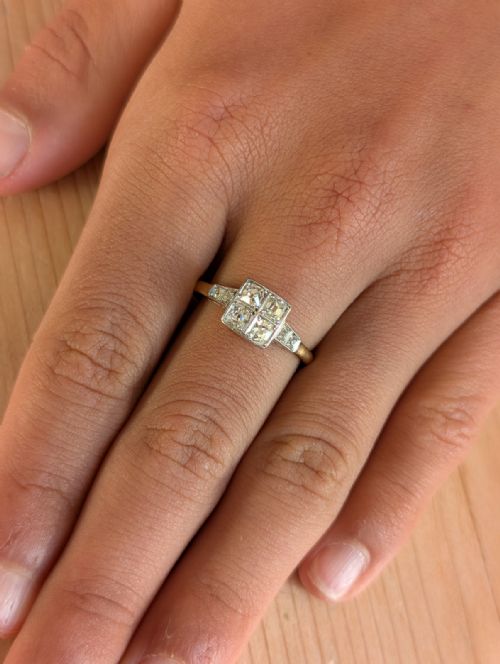 ART DECO 18CT PLATINUM DIAMOND RING - ADDITIONAL PHOTO 11