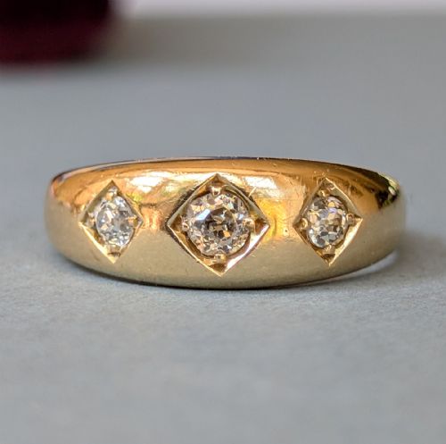 HEAVY EDWARDIAN 18CT GOLD DIAMOND GYPSY RING CHESTER 1903 - ADDITIONAL PHOTO 1