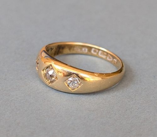 HEAVY EDWARDIAN 18CT GOLD DIAMOND GYPSY RING CHESTER 1903 - ADDITIONAL PHOTO 3