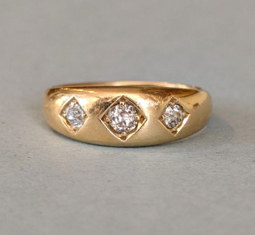 HEAVY EDWARDIAN 18CT GOLD DIAMOND GYPSY RING CHESTER 1903 - ADDITIONAL PHOTO 5