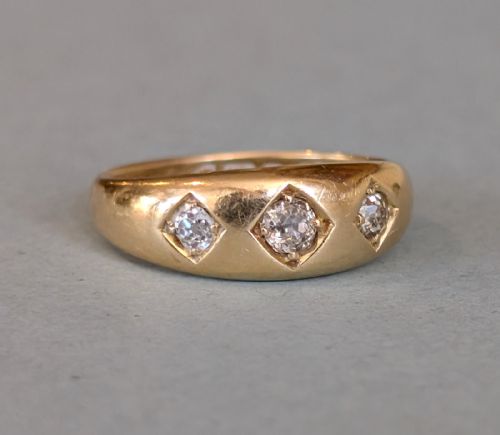 HEAVY EDWARDIAN 18CT GOLD DIAMOND GYPSY RING CHESTER 1903 - ADDITIONAL PHOTO 6