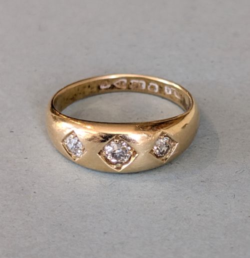 HEAVY EDWARDIAN 18CT GOLD DIAMOND GYPSY RING CHESTER 1903 - ADDITIONAL PHOTO 7