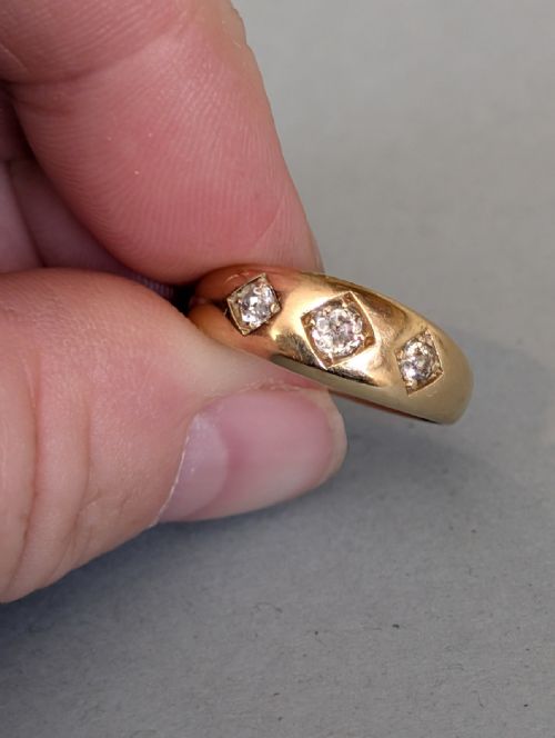 HEAVY EDWARDIAN 18CT GOLD DIAMOND GYPSY RING CHESTER 1903 - ADDITIONAL PHOTO 8
