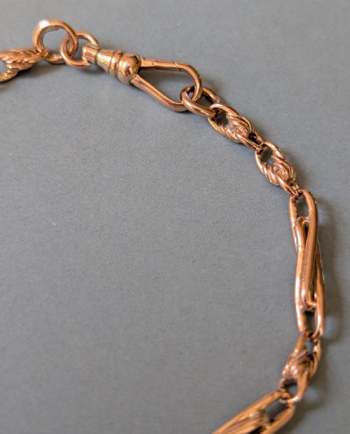 ANTIQUE 9CT ROSE GOLD CHAIN BRACELET DOG CLIP CLASP - ADDITIONAL PHOTO 2