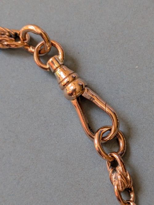 ANTIQUE 9CT ROSE GOLD CHAIN BRACELET DOG CLIP CLASP - ADDITIONAL PHOTO 3