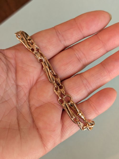 ANTIQUE 9CT ROSE GOLD CHAIN BRACELET DOG CLIP CLASP - ADDITIONAL PHOTO 7