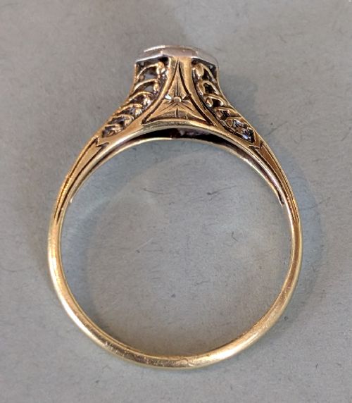 ANTIQUE 14CT GOLD DIAMOND SOLITAIRE ENGAGEMENT RING - ADDITIONAL PHOTO 7