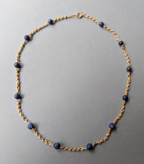 antique 15ct gold lapis lazuli necklace - CATEGORY: ANTIQUE JEWELLERY - DATED 1900