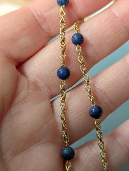 ANTIQUE 15CT GOLD LAPIS LAZULI NECKLACE - ADDITIONAL PHOTO 1