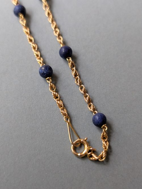 ANTIQUE 15CT GOLD LAPIS LAZULI NECKLACE - ADDITIONAL PHOTO 3