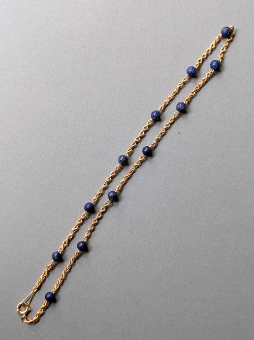 ANTIQUE 15CT GOLD LAPIS LAZULI NECKLACE - ADDITIONAL PHOTO 5