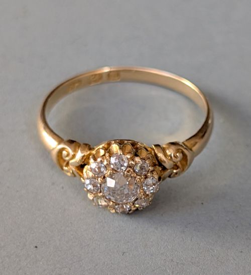 VICTORIAN 18CT GOLD DIAMOND CLUSTER RING C1887 - ADDITIONAL PHOTO 2