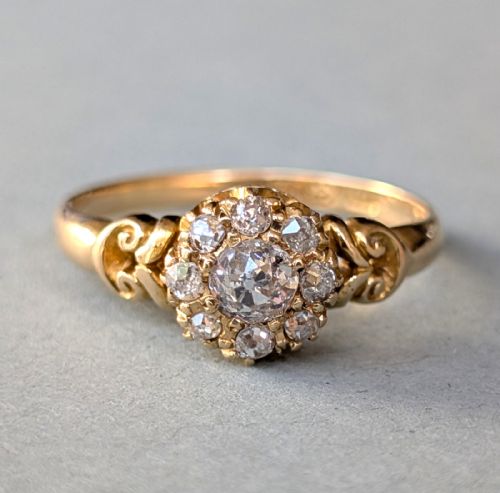 VICTORIAN 18CT GOLD DIAMOND CLUSTER RING C1887 - ADDITIONAL PHOTO 3