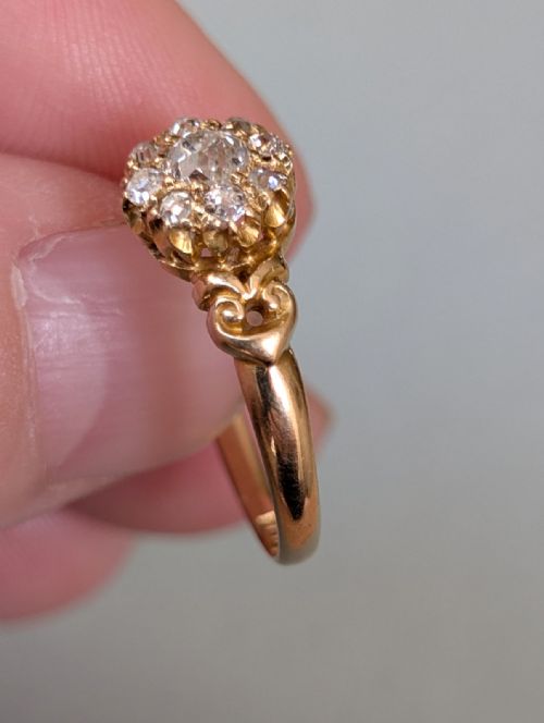 VICTORIAN 18CT GOLD DIAMOND CLUSTER RING C1887 - ADDITIONAL PHOTO 4