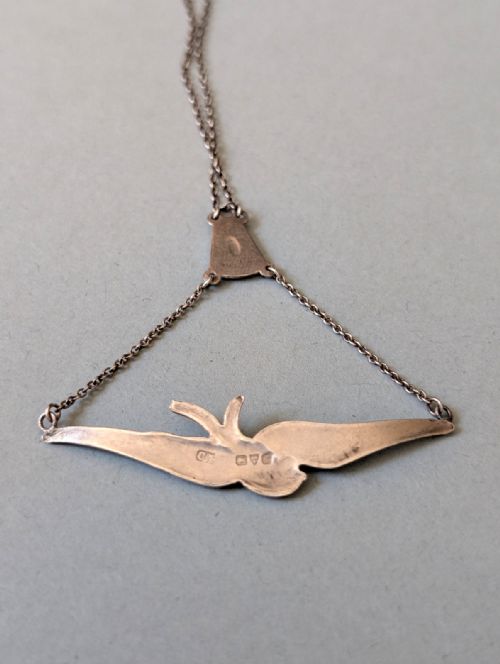 CHARLES HORNER SILVER ENAMEL BIRD PENDANT NECKLACE CHESTER 1911 - ADDITIONAL PHOTO 6