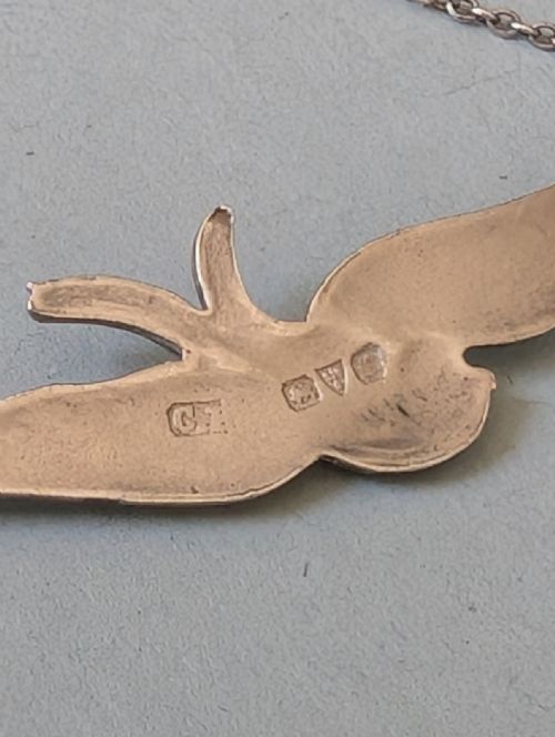 CHARLES HORNER SILVER ENAMEL BIRD PENDANT NECKLACE CHESTER 1911 - ADDITIONAL PHOTO 7