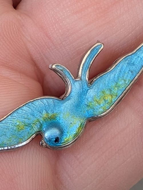 CHARLES HORNER SILVER ENAMEL BIRD PENDANT NECKLACE CHESTER 1911 - ADDITIONAL PHOTO 9