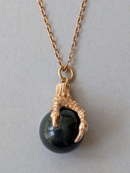 LARGE ANTIQUE 9CT GOLD EAGLE CLAW PENDANT FOB - ADDITIONAL PHOTO 1