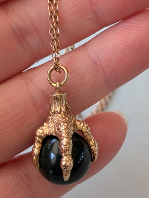 LARGE ANTIQUE 9CT GOLD EAGLE CLAW PENDANT FOB - ADDITIONAL PHOTO 2