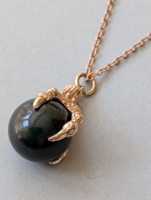 LARGE ANTIQUE 9CT GOLD EAGLE CLAW PENDANT FOB - ADDITIONAL PHOTO 3